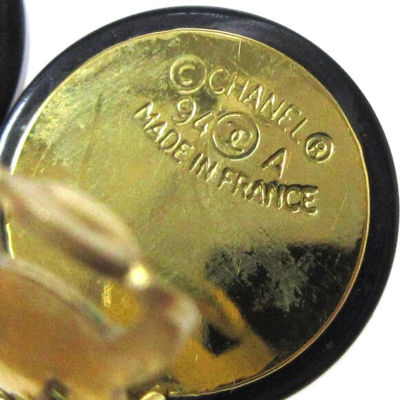 Chanel Artificial Pearl Dangle Earrings Clip-On Black 94A - Picture 4 of 6